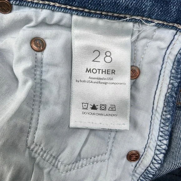 MOTHER Jeans Womens 28 Blue Insider Ankle Fray Sweet Lime Cropped Flare USA VTG - Picture 5 of 15